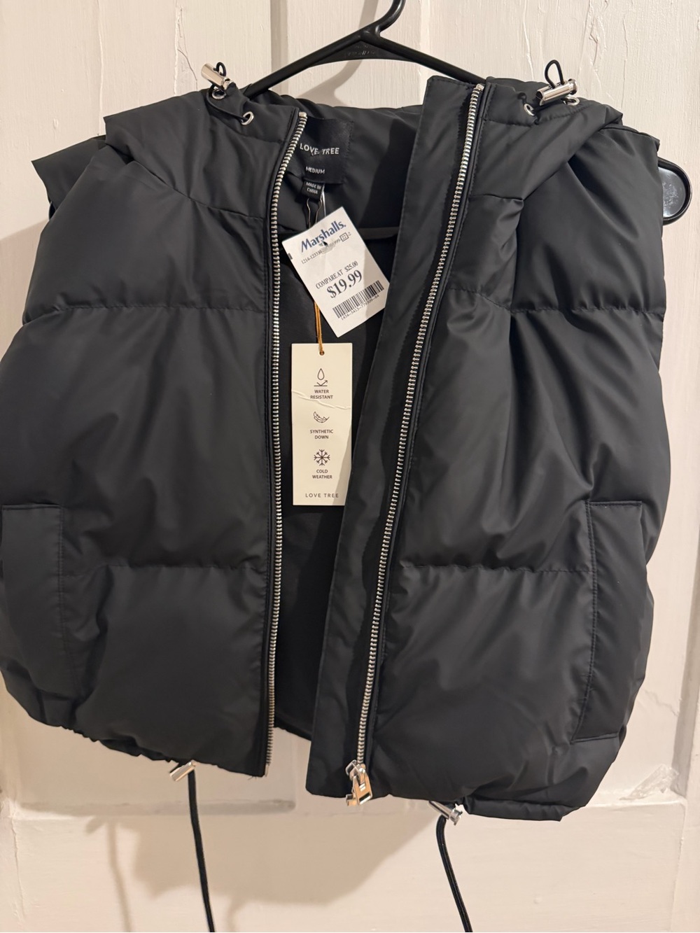 Love Tree Black Quilted Hooded Puffer Vest for Kids
